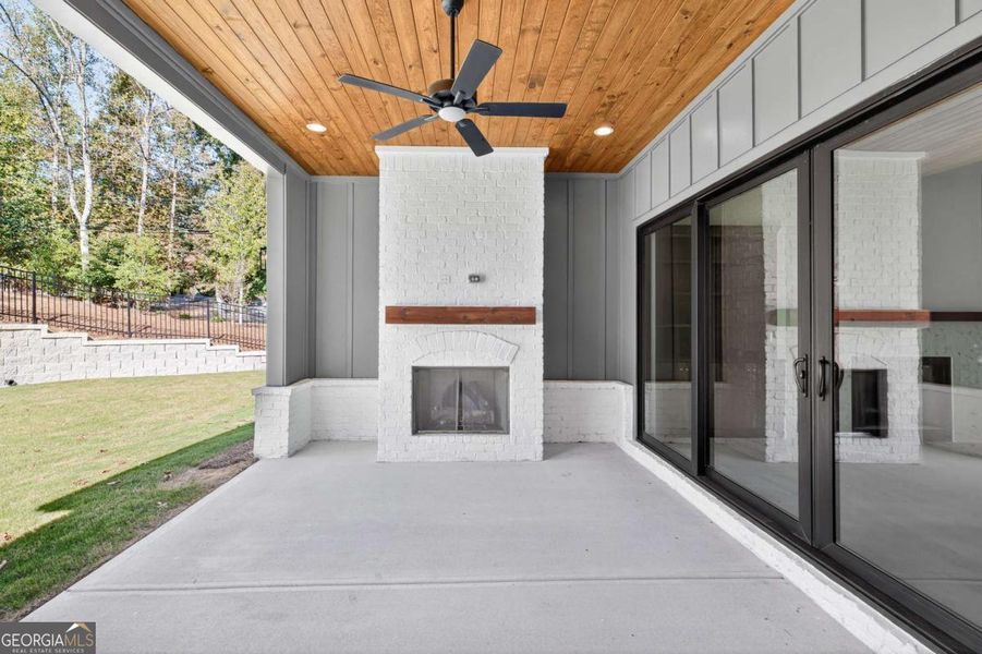 Exterior details and patio area of a home in Town Farms, Peachtree Corners (Image 2). Exterior details and patio area of a home in Town Farms, Peachtree Corners (Image 2).