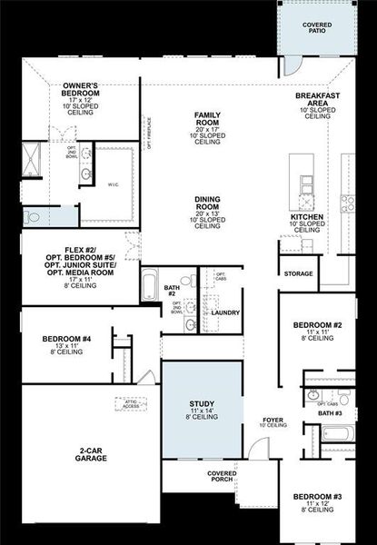 2D floor plan layout of this home in Kings Way, Denton, TX (Image 2).