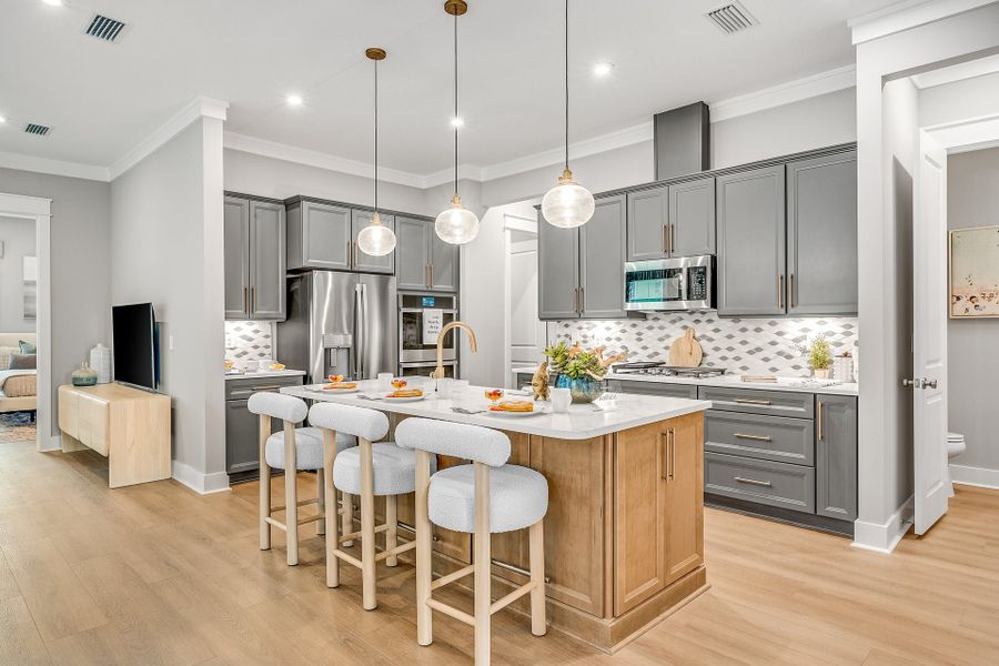 Representative furnished interior of a home built from the Anfield by Fischer Homes in The Villas at Longleaf Park, a Watersound Origins® community, Inlet Beach (Image 7).