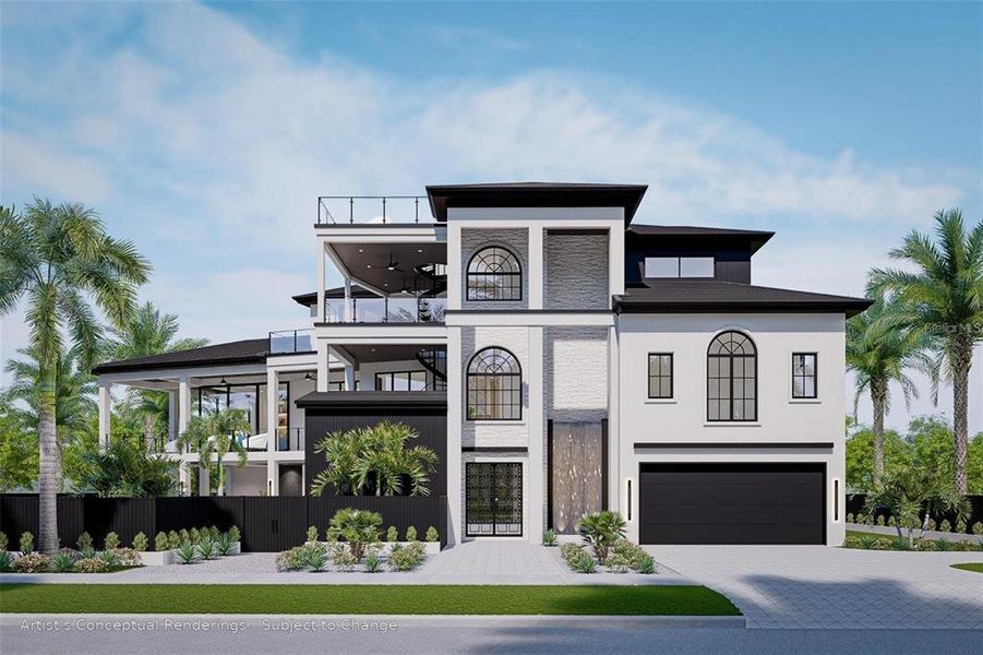 Front exterior of a new home in , Sarasota, FL, highlighting curb appeal (Image 2). Front exterior of a new home in , Sarasota, FL, highlighting curb appeal (Image 2).
