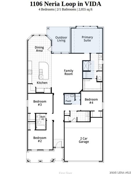 2D floor plan layout of this home in VIDA, San Antonio, TX (Image 4).