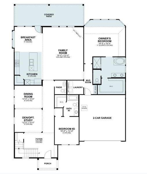 2D floor plan layout of this home in Lilyana, Prosper, TX (Image 2). 2D floor plan layout of this home in Lilyana, Prosper, TX (Image 2).