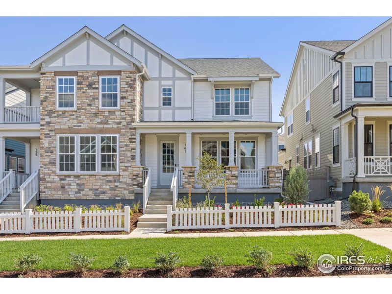Front exterior of a new home in Westerly, Erie, CO, highlighting curb appeal (Image 1).