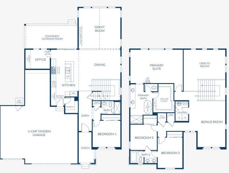 2D floor plan layout for the 3 by Trumark Homes in Kitchel Lake at Serratoga Falls, Timnath, CO (Image 4).