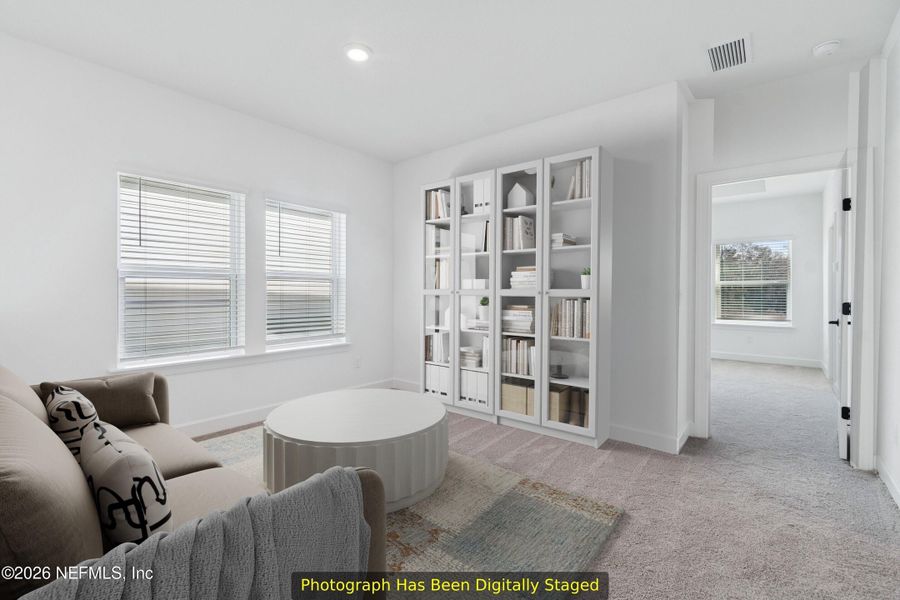 Furnished interior view inside a new home in Granville at eTown 38', Jacksonville (Image 11). Furnished interior view inside a new home in Granville at eTown 38', Jacksonville (Image 11).