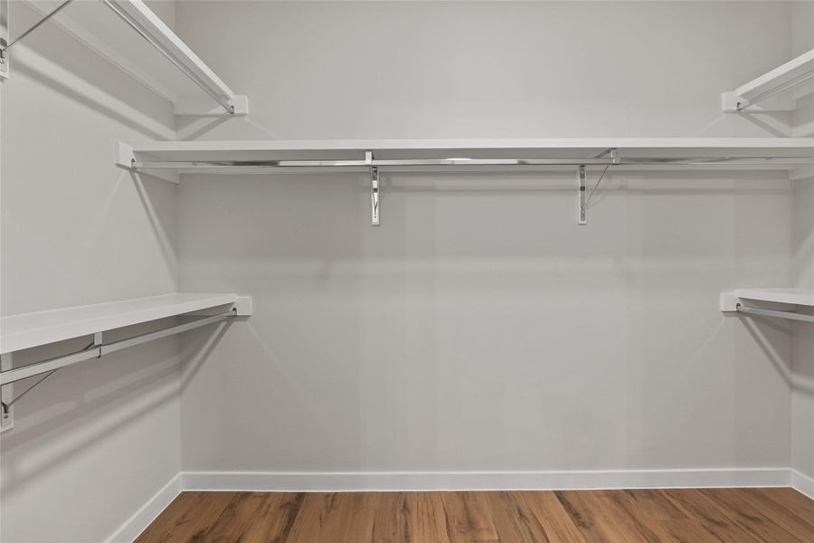 Spacious closet with wood finished floors