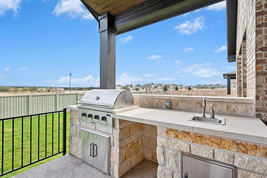 Exterior details and patio area of a home in Santa Rita Ranch, Liberty Hill (Image 4).