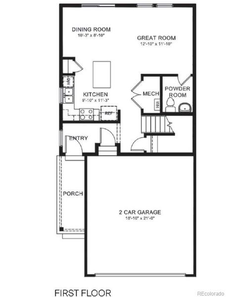 2D floor plan layout of this home in The Ridge at Lorson Ranch, Colorado Springs, CO (Image 3).