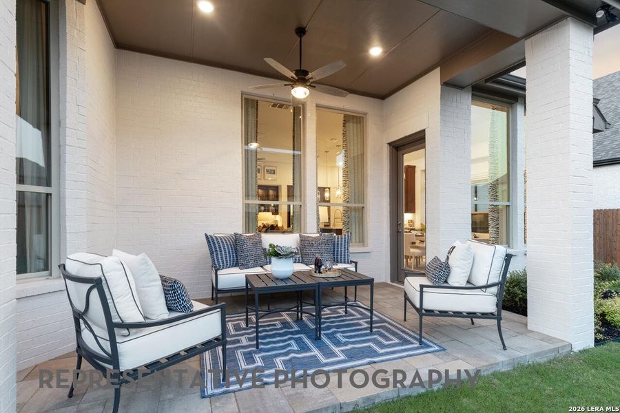 Exterior details and patio area of a home in Venado Crossing, Cibolo (Image 2).