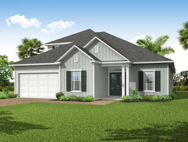 Representative exterior photo of a completed home built from the Tomoka II by Riverside Homes in Sagebrush at EverRange, Jacksonville, FL (Image 1). Representative exterior photo of a completed home built from the Tomoka II by Riverside Homes in Sagebrush at EverRange, Jacksonville, FL (Image 1).