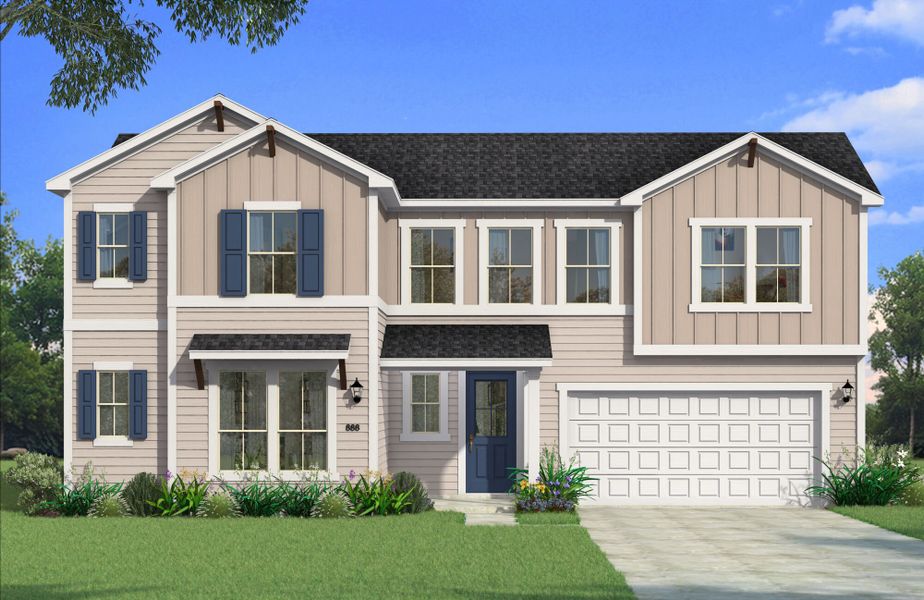 Representative exterior photo of a completed home built from the Mykonos by Mattamy Homes in Creekside of Crowley, Crowley, TX (Image 1). Representative exterior photo of a completed home built from the Mykonos by Mattamy Homes in Creekside of Crowley, Crowley, TX (Image 1).