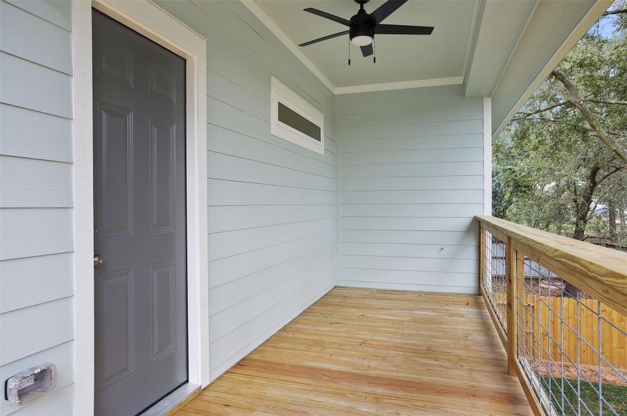 Upstairs back patio off of the laundry room.