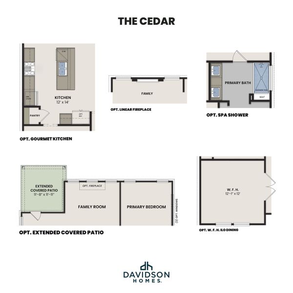 2D floor plan layout for the The Cedar D by Davidson Homes LLC in Saddle Creek Ranch, Cibolo, TX (Image 4).