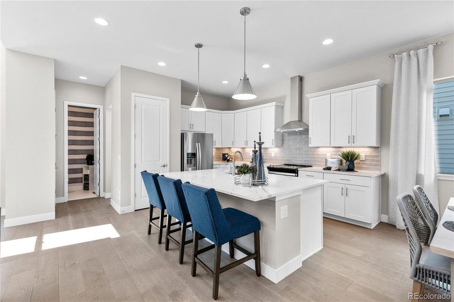 Furnished interior view inside a new home in Painted Prairie, Aurora (Image 27). Furnished interior view inside a new home in Painted Prairie, Aurora (Image 27).