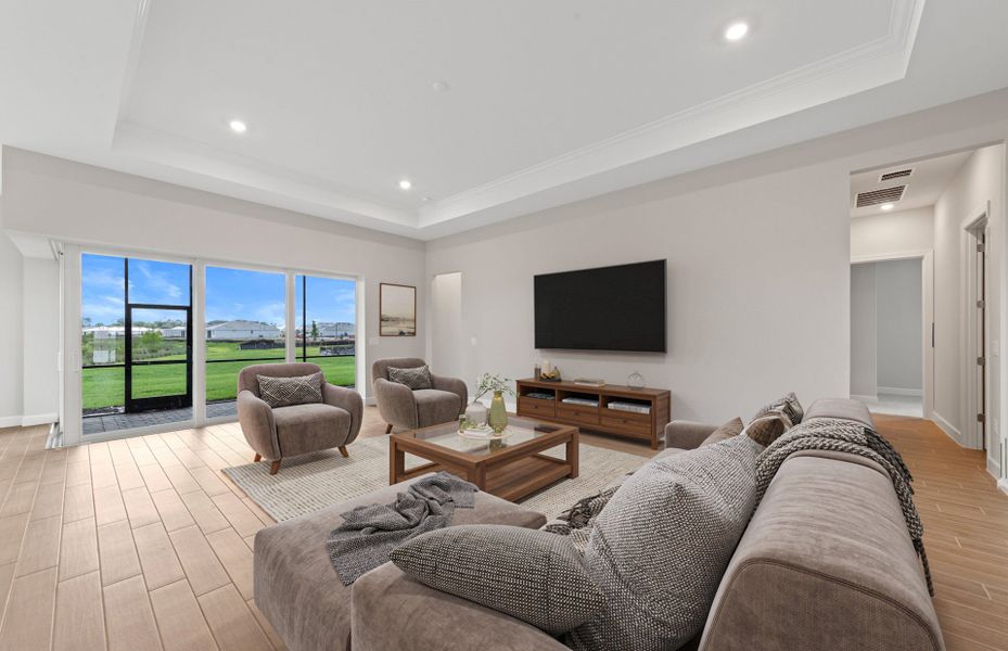 Furnished interior view inside a new home in Del Webb Oak Creek, North Fort Myers (Image 43).