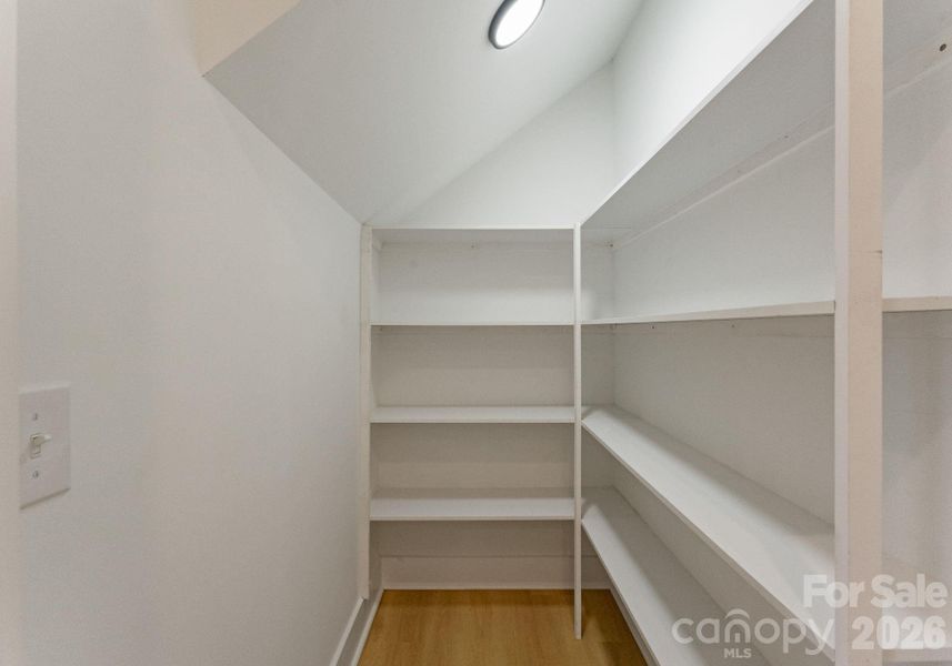 Pantry with Wood Shelving