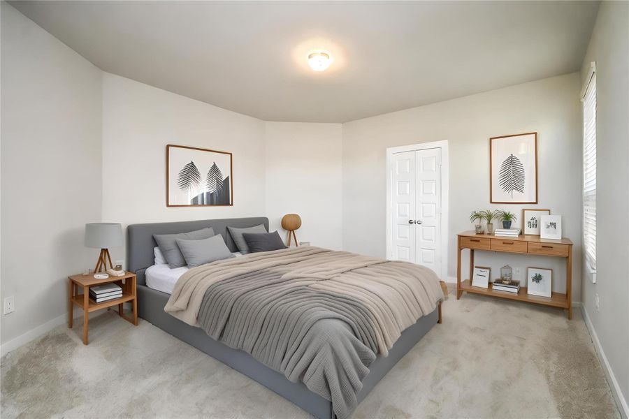 *Virtually Staged* Primary Bedroom. Sample photo of completed home with similar floor plan. Actual colors and selections may vary. *Virtually Staged* Primary Bedroom. Sample photo of completed home with similar floor plan. Actual colors and selections may vary.