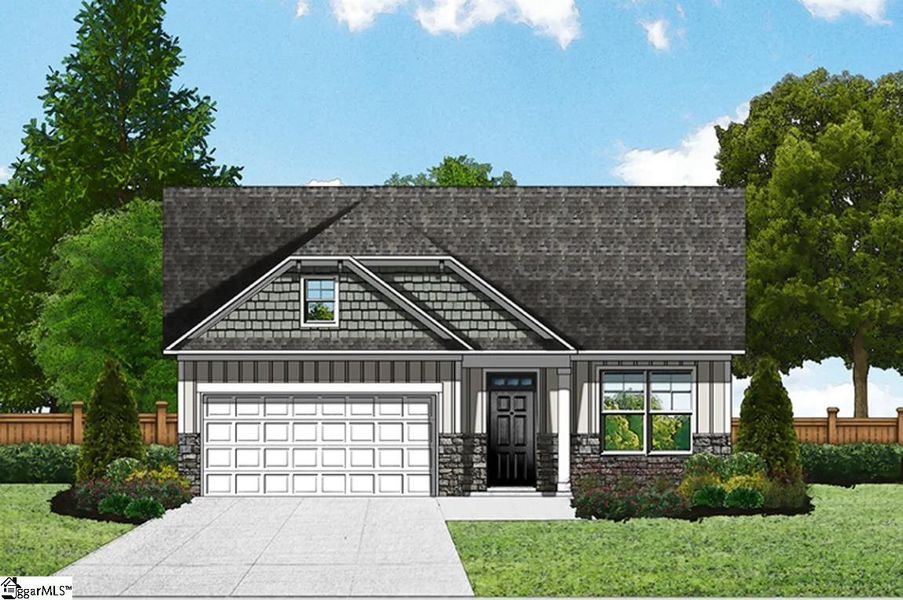 Exterior rendering of this home design in Shiloh Trail, Wellford, SC (Image 1). Exterior rendering of this home design in Shiloh Trail, Wellford, SC (Image 1).