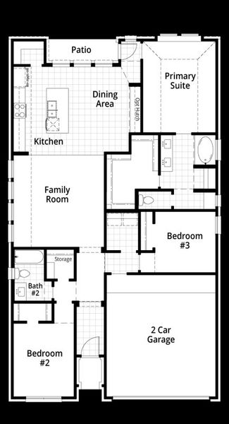 2D floor plan layout for the Portofino by Highland Homes in Midline, Webster, TX (Image 4).