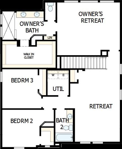 2D floor plan layout of this home in Double Creek Crossing – Classic Series, Round Rock, TX (Image 3).