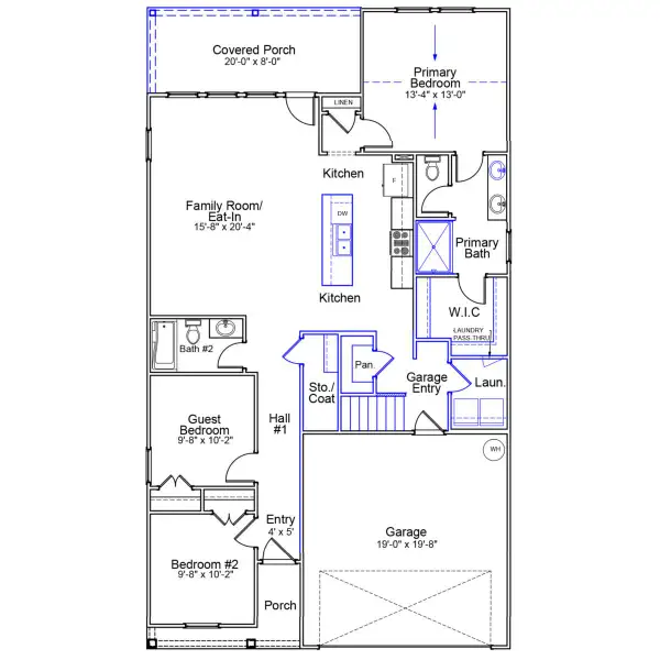 2D floor plan layout of this home in Six Oaks, Summerville, SC (Image 3).