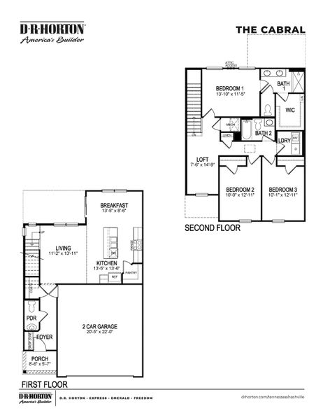 2D floor plan layout of this home in Paddington Place, Baxter, TN (Image 4).