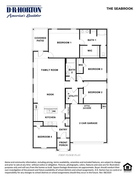 2D floor plan layout for the Seabrook by D.R. Horton in Mitchell Farm, Killeen, TX (Image 3). 2D floor plan layout for the Seabrook by D.R. Horton in Mitchell Farm, Killeen, TX (Image 3).