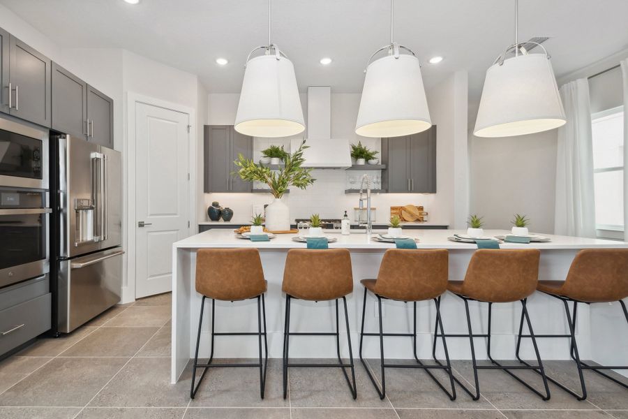 Kitchen with pendant lighting