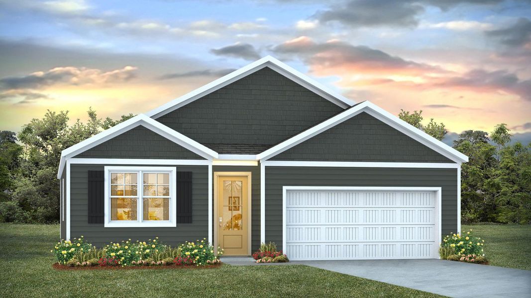 Front exterior of a new home in Bella Point, Bolivia, NC, highlighting curb appeal (Image 1).