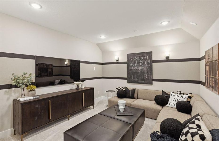 Deep media room perfect for movie nights and entertainment *Model representation Deep media room perfect for movie nights and entertainment *Model representation