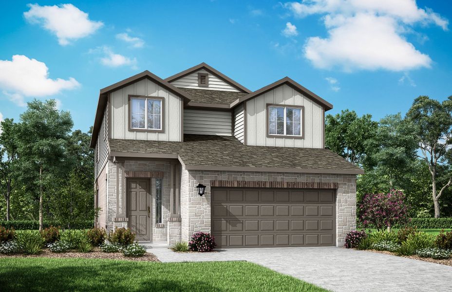 Representative exterior photo of a completed home built from the The Kennedy II by GFO Home in North Haven, Liberty Hill, TX (Image 35).