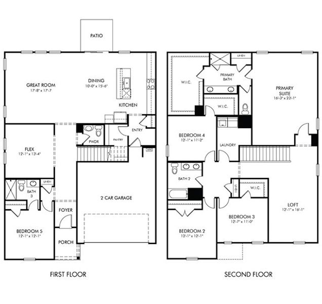 2D floor plan layout of this home in Cadence Meadows, Zebulon, NC (Image 3).