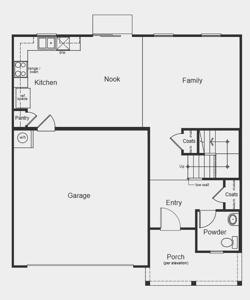 2D floor plan layout for the Plan 1896 by KB Home in Freeman Farms, Youngsville, NC (Image 3).