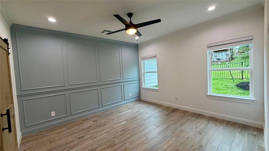 Primary bedroom with sea salt wall