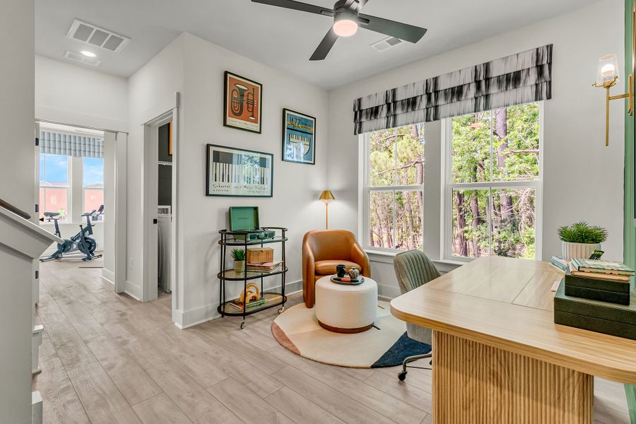 Representative furnished interior of a home built from the The Greenbelt by David Weekley Homes in Crosscreek Walk – Overlook, Charleston (Image 7). Representative furnished interior of a home built from the The Greenbelt by David Weekley Homes in Crosscreek Walk – Overlook, Charleston (Image 7).