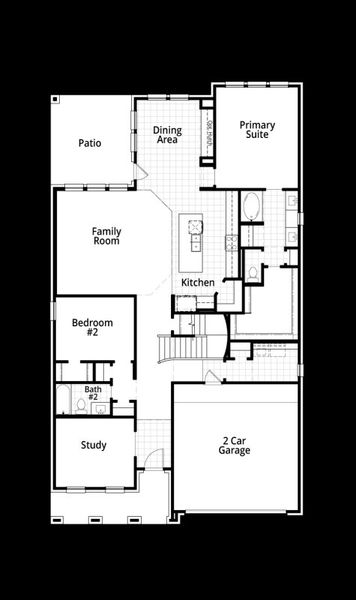 2D floor plan layout of this home in Davis Ranch, San Antonio, TX (Image 3).