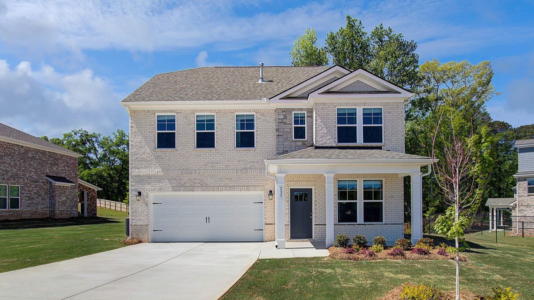 Representative exterior photo of a completed home built from the Pelham by DRB Homes in Burchwood, Stockbridge, GA (Image 19).