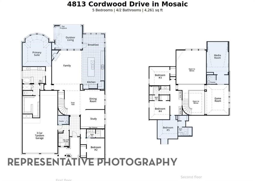 2D floor plan layout of this home in Star Trail, Prosper, TX (Image 3).