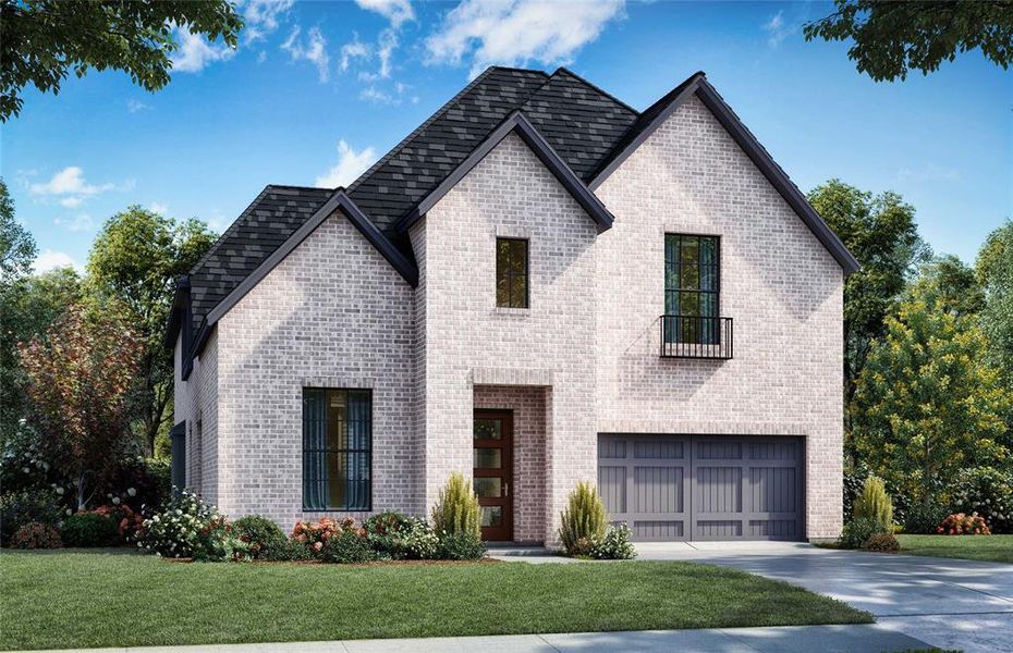 Front exterior of a new home in Estates at Rockhill, Frisco, TX, highlighting curb appeal (Image 1). Front exterior of a new home in Estates at Rockhill, Frisco, TX, highlighting curb appeal (Image 1).