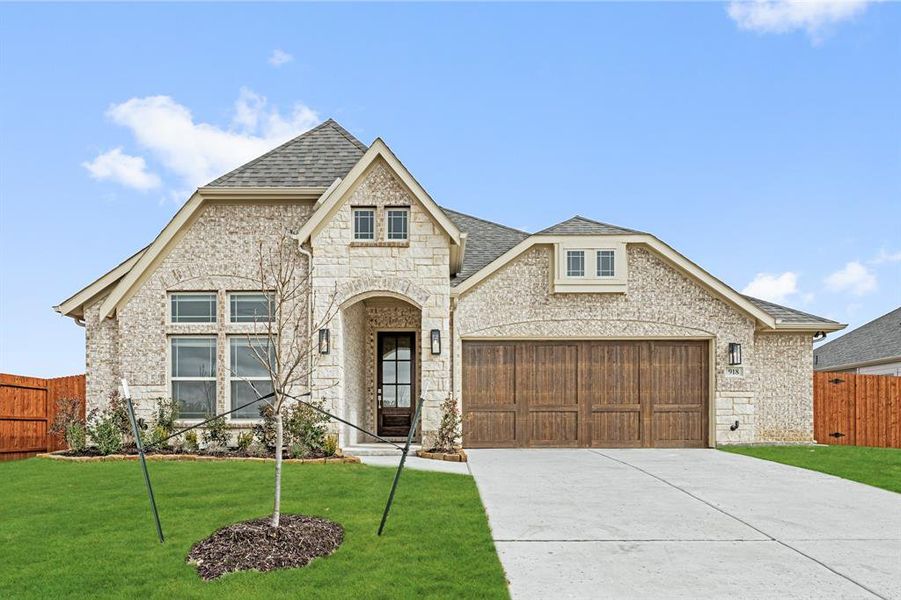 Front exterior of a new home in Mockingbird Heights Classic 80, Midlothian, TX, highlighting curb appeal (Image 22).