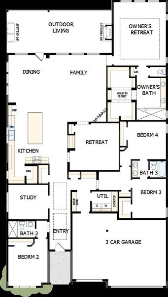 2D floor plan layout of this home in ARTAVIA - Parkview Collection, Conroe, TX (Image 5). 2D floor plan layout of this home in ARTAVIA - Parkview Collection, Conroe, TX (Image 5).