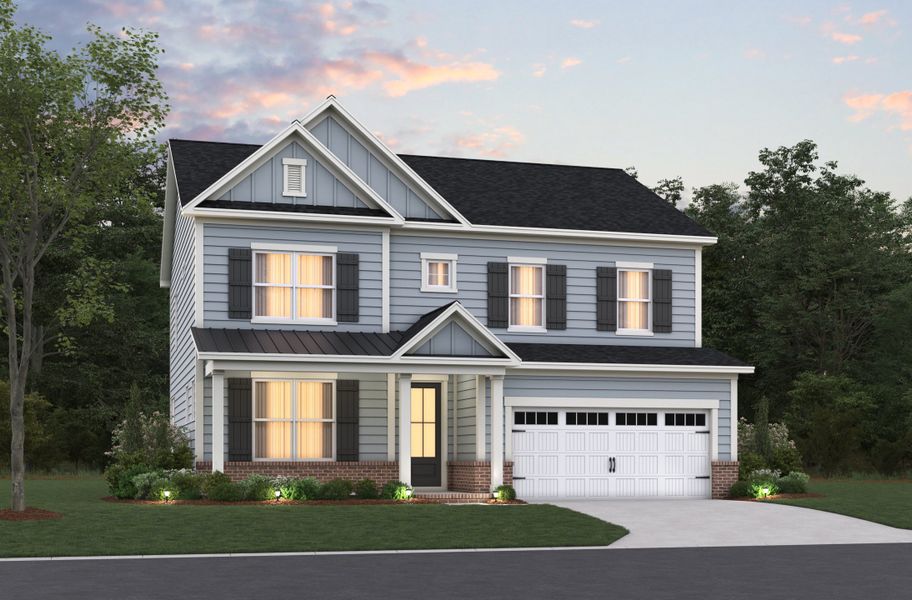 Representative exterior photo of a completed home built from the Elizabeth by Beazer Homes in Friendship Village: Friendship Village Single-Family, Apex, NC (Image 1).