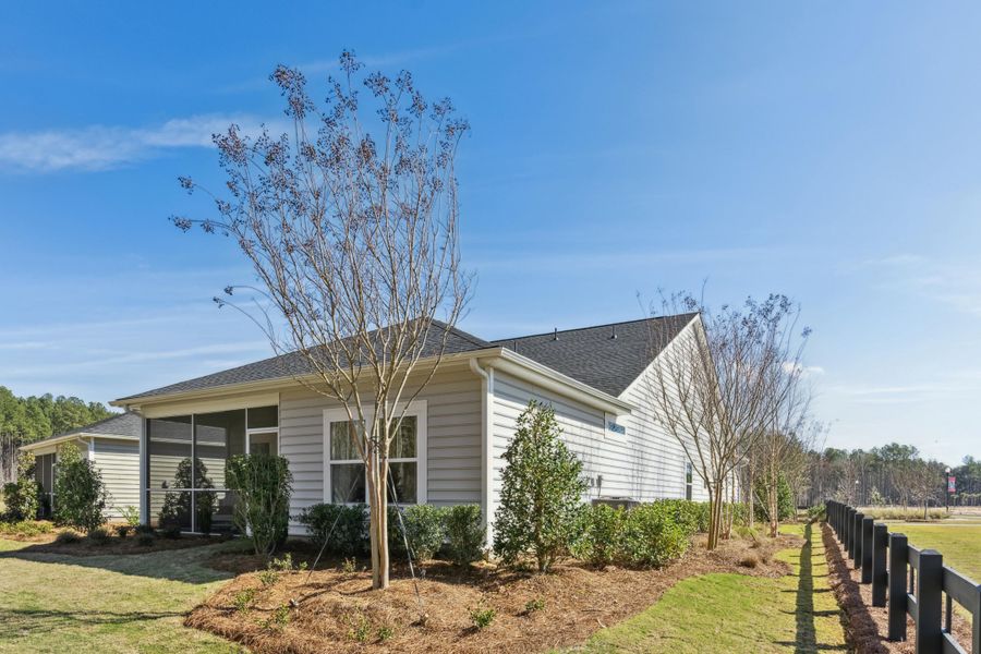 Exterior details and patio area of a home in Horizons at Summers Corner | 55+, Summerville (Image 25).