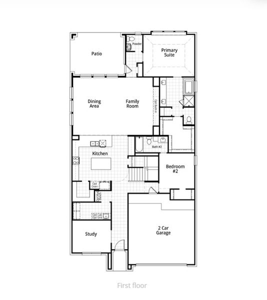 2D floor plan layout for the Grafton Plan by Highland Homes in Monterra: 50ft. lots, Rockwall, TX (Image 6).