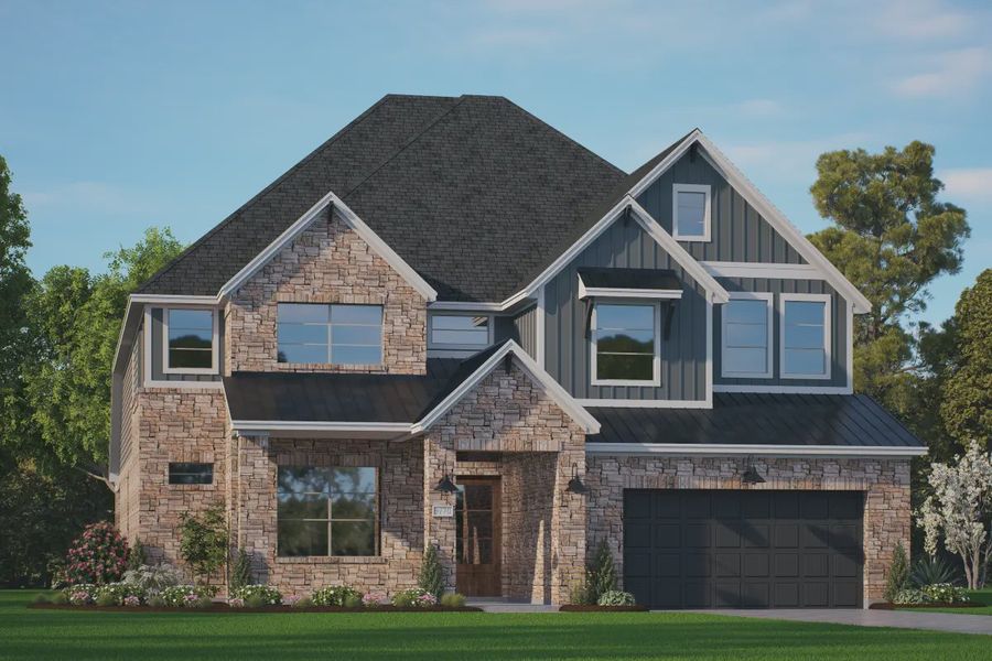 Representative exterior photo of a completed home built from the Waterford by Chesmar Homes in Riceland 60',65',70', Mont Belvieu, TX (Image 14). Representative exterior photo of a completed home built from the Waterford by Chesmar Homes in Riceland 60',65',70', Mont Belvieu, TX (Image 14).