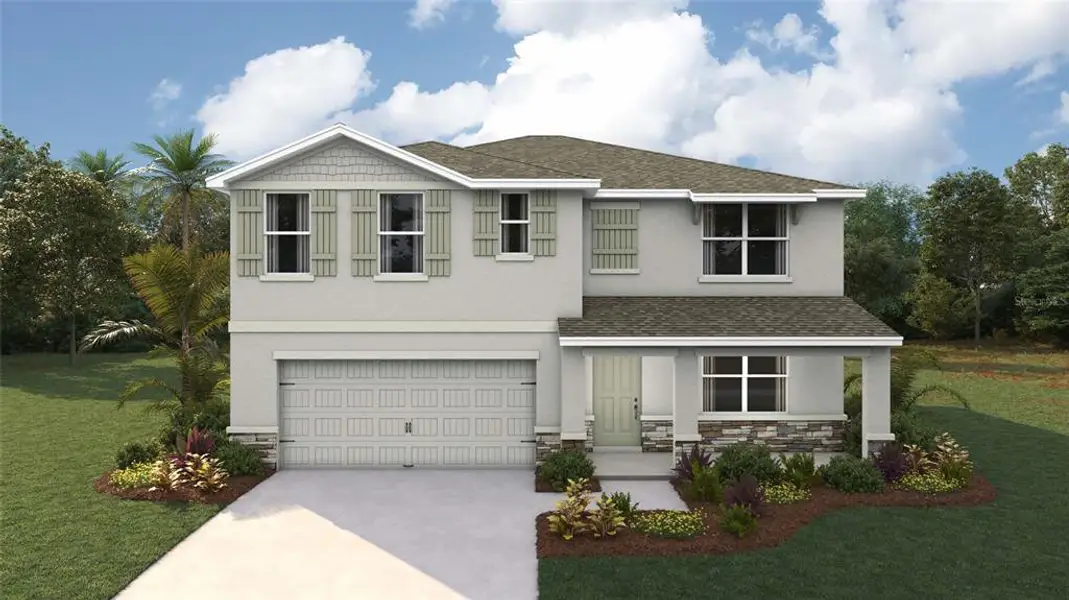 Front exterior of a new home in Tartan Farms at Winding Oaks, Ocala, FL, highlighting curb appeal (Image 1). Front exterior of a new home in Tartan Farms at Winding Oaks, Ocala, FL, highlighting curb appeal (Image 1).