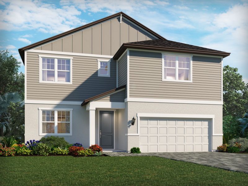 Front exterior of a home in the Ridgehaven - Signature Series community, located in Ormond Beach, FL (Image 11). Front exterior of a home in the Ridgehaven - Signature Series community, located in Ormond Beach, FL (Image 11).