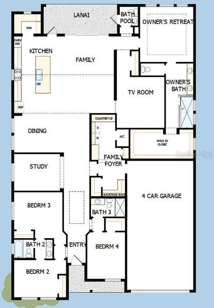 2D floor plan layout of this home in Palmera Wellen Park - Classic Series, Venice, FL (Image 3).