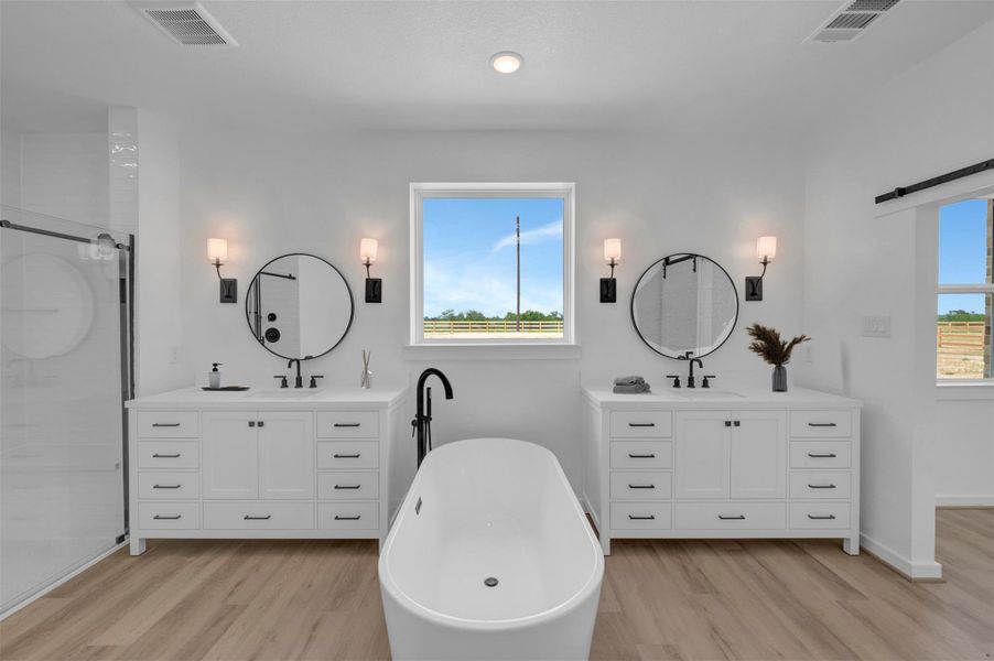 Spa-like primary bath (*Photo not of actual home and used for illustration purposes only.) Spa-like primary bath (*Photo not of actual home and used for illustration purposes only.)