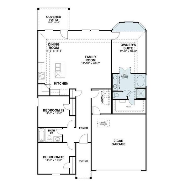 2D floor plan layout of this home in Miller's Pond, Rosenberg, TX (Image 4).